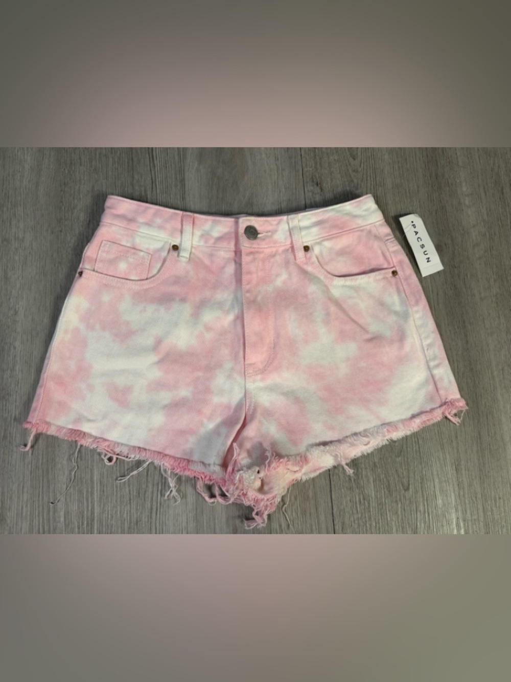 Pacsun Women’s High Rise Pink Tie Dye Denim Festival Cut Off Shorts 25 NWT